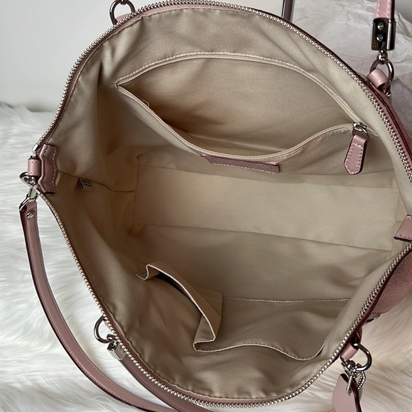 SOLD - NWOT COACH Metallic Pink Pebbled Leather Lg Zip Top Studded Shld Tote Bag - Picture 10 of 11